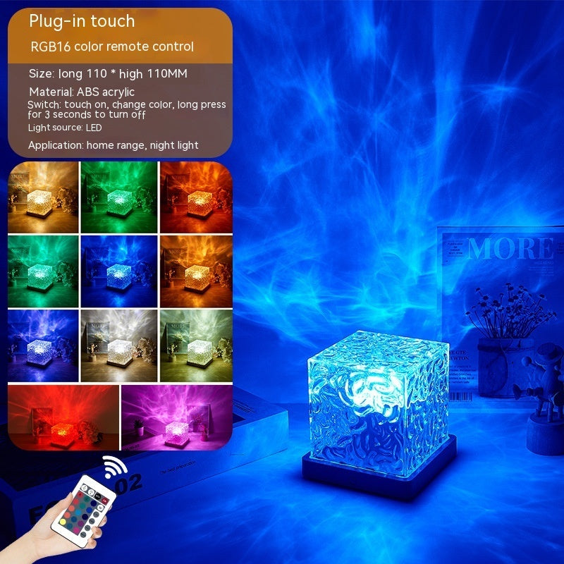 Water Ripple LED Night Light: Rotating Projection Lamp