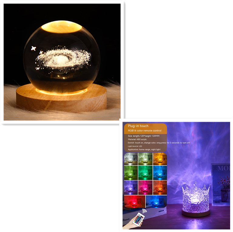 Water Ripple LED Night Light: Rotating Projection Lamp