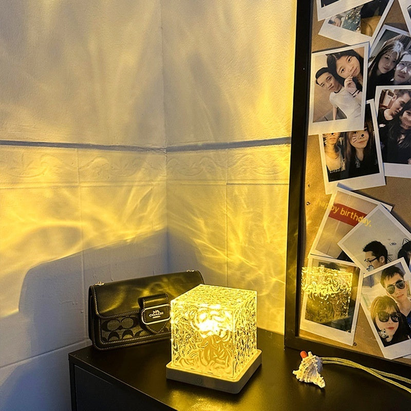Water Ripple LED Night Light: Rotating Projection Lamp