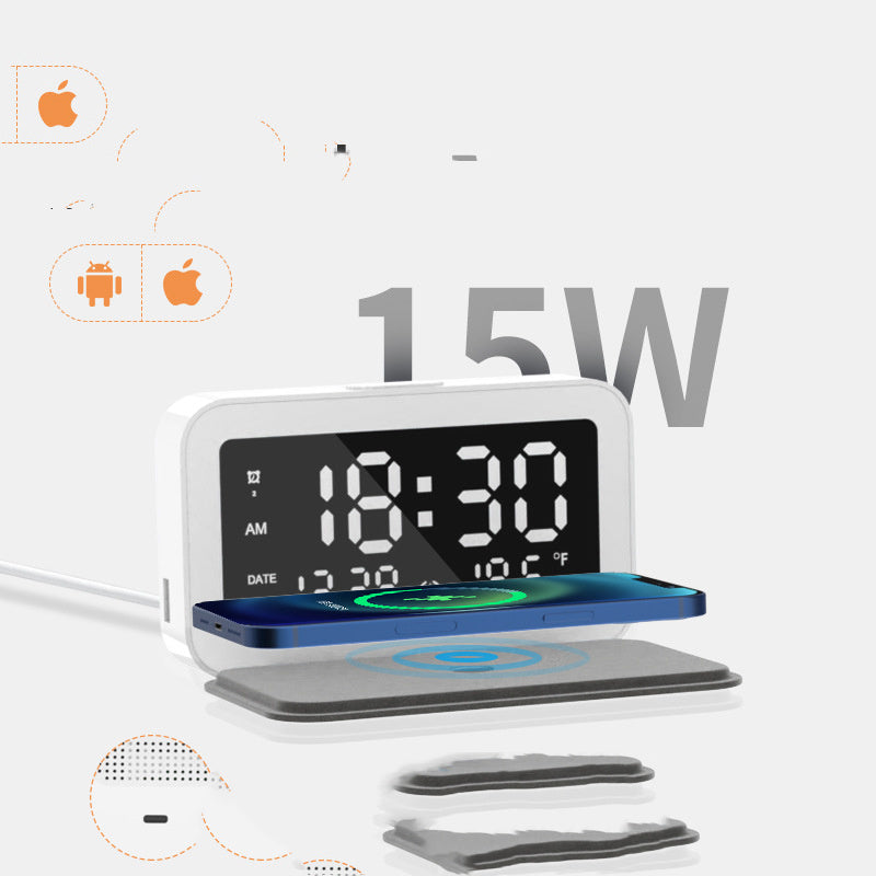 6-in-1 Wireless Charging Clock: LED Night Light and Fast Charger