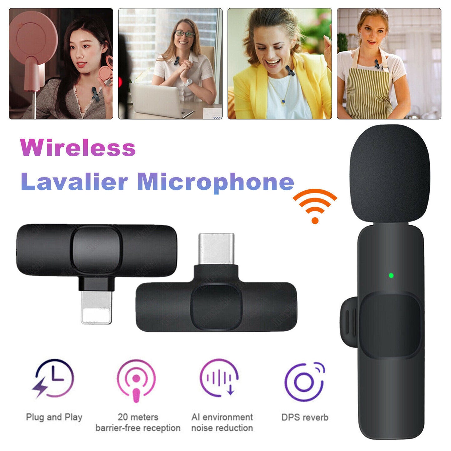 Lavalier Mini Microphone: Wireless Audio Recording for Phone, Video, and Live Streaming