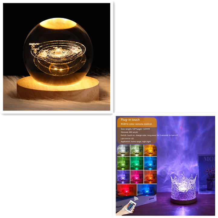 Water Ripple LED Night Light: Rotating Projection Lamp