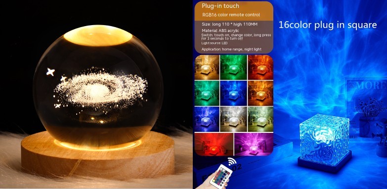 Water Ripple LED Night Light: Rotating Projection Lamp