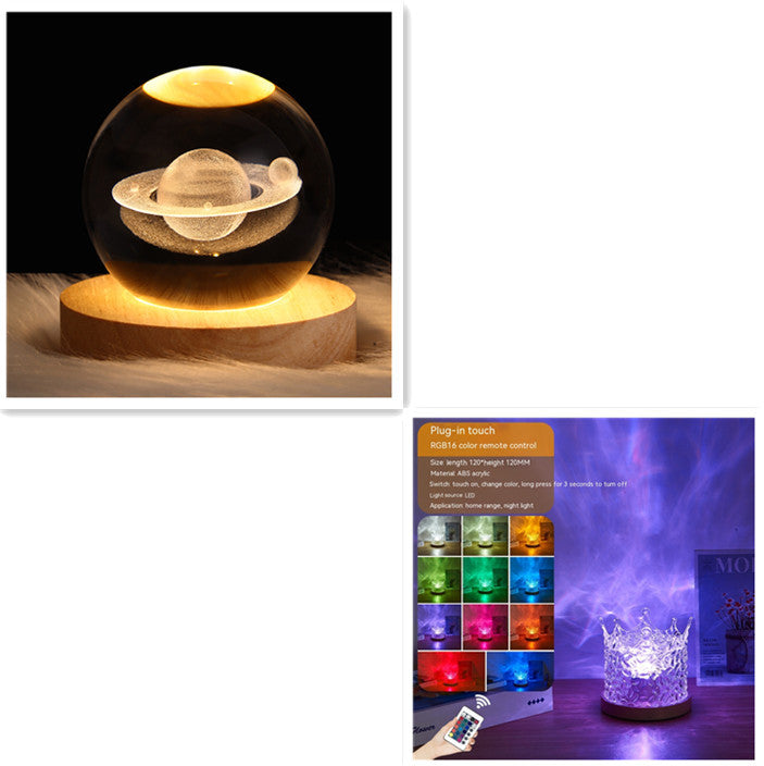 Water Ripple LED Night Light: Rotating Projection Lamp