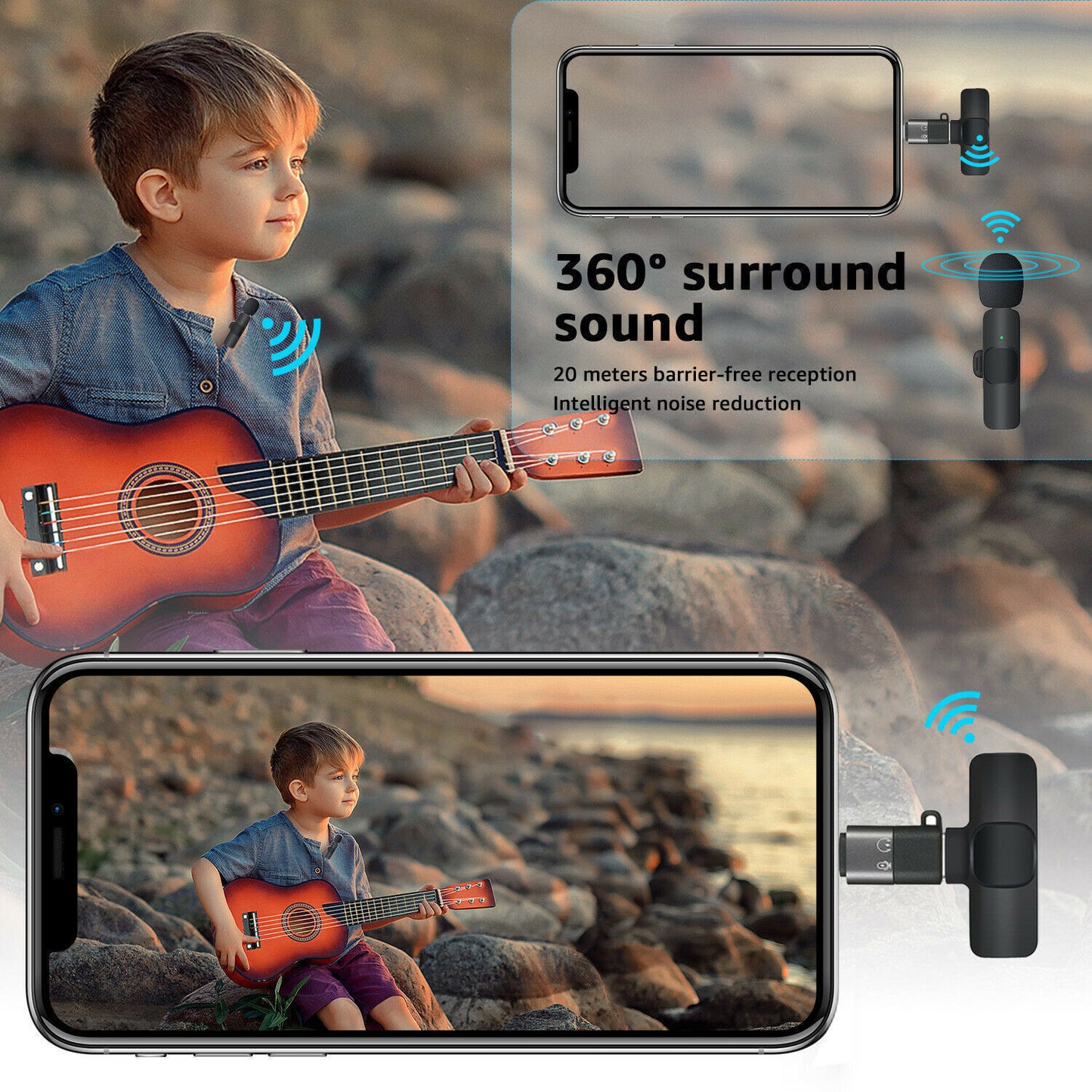 Lavalier Mini Microphone: Wireless Audio Recording for Phone, Video, and Live Streaming