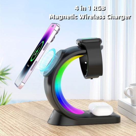 4-in-1 Magnetic Wireless Charger: Fast Charging Station