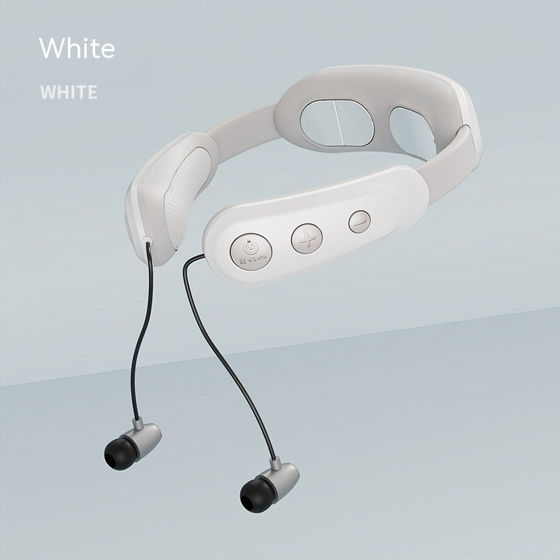 Cervical Spine Massage Instrument Bluetooth Headset 2-in-1 Intelligent Pulse Hot Compress Physiotherapy Micro