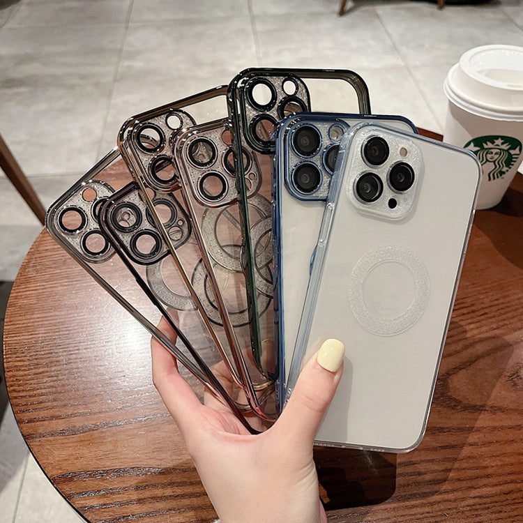 Electroplating Soft Diamond Ring Phone Case Drill Leakage Standard Mobile Phone Case Lens Film