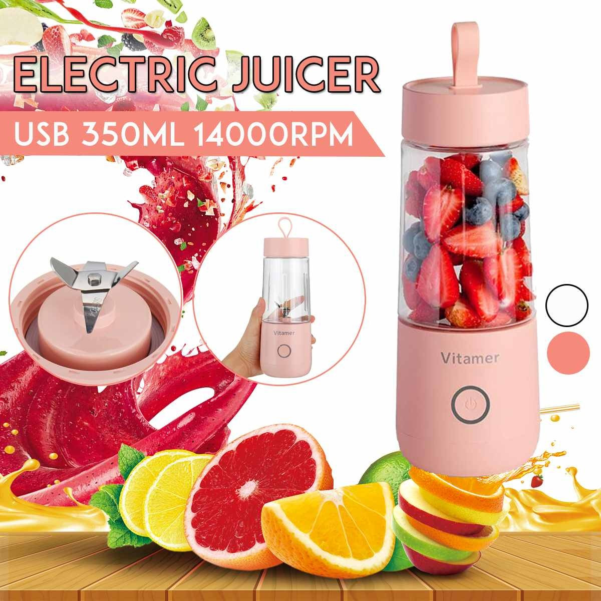 350ml Portable Blender: Electric USB Rechargeable Juicer Cup