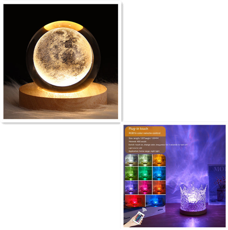 Water Ripple LED Night Light: Rotating Projection Lamp