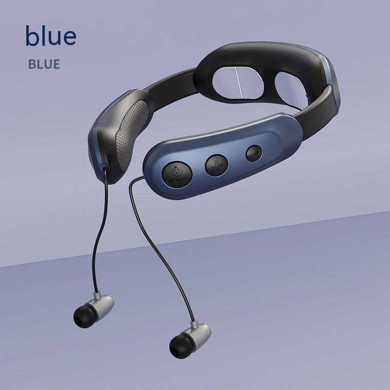 Cervical Spine Massage Instrument Bluetooth Headset 2-in-1 Intelligent Pulse Hot Compress Physiotherapy Micro